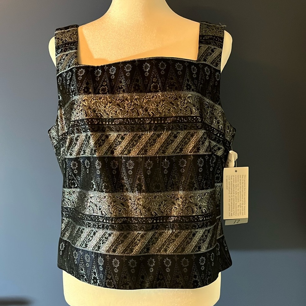 Dressy Metallic Navy and Silver top
